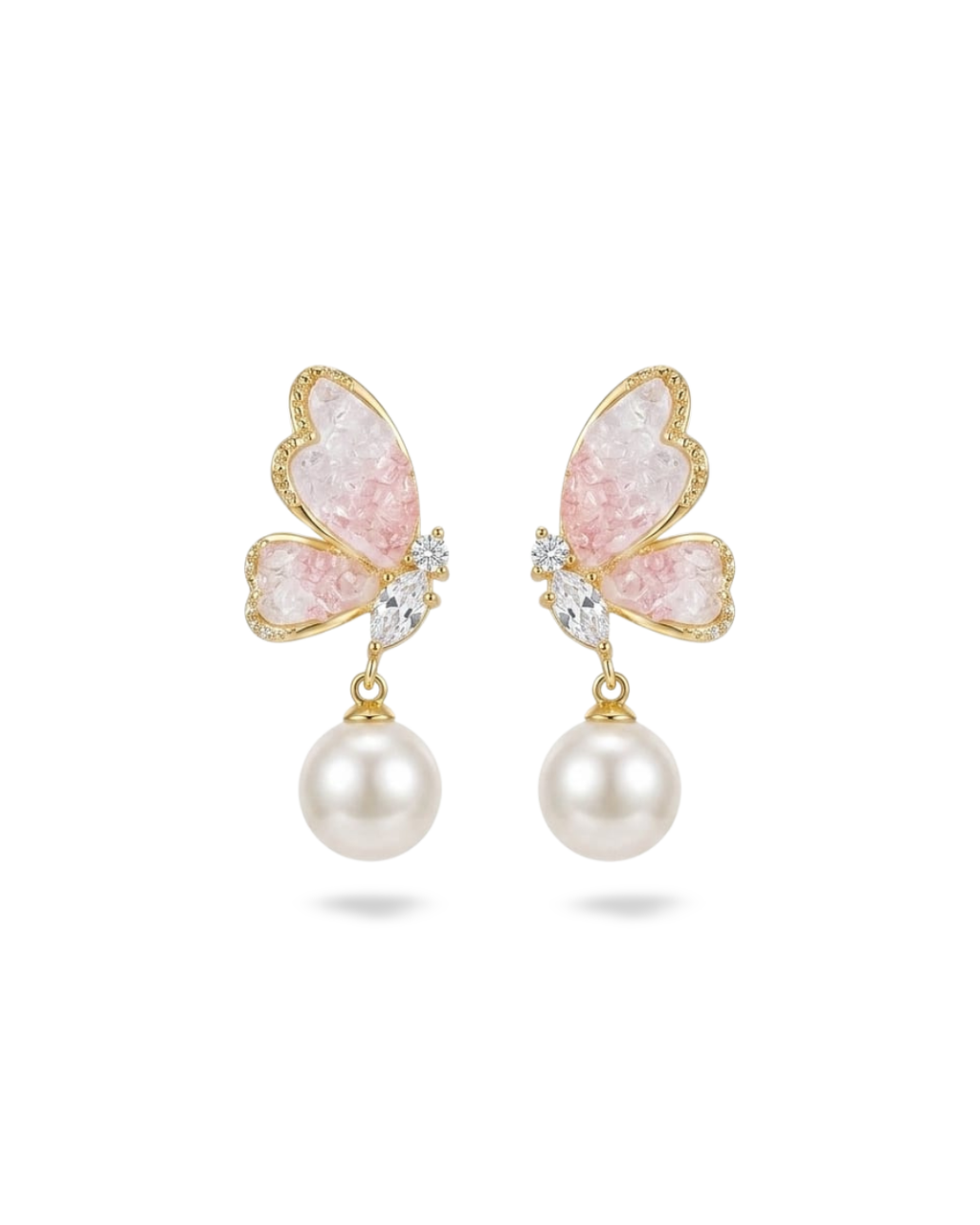 Butterfly pearl drop earring