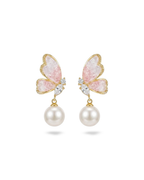 Butterfly pearl drop earring