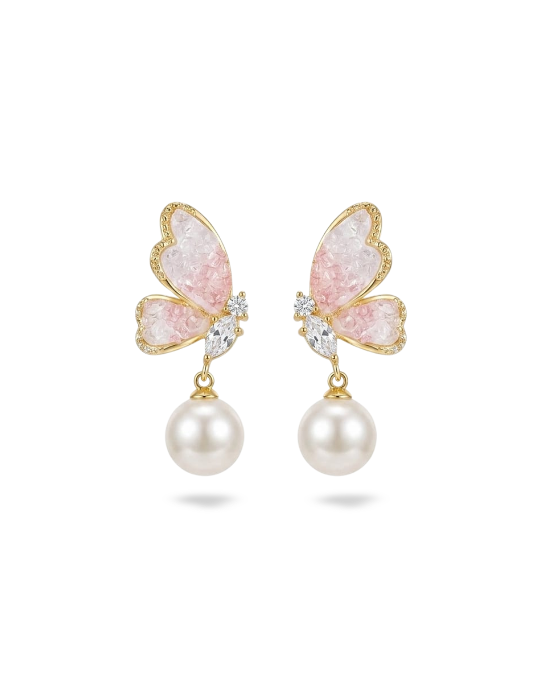 Butterfly pearl drop earring