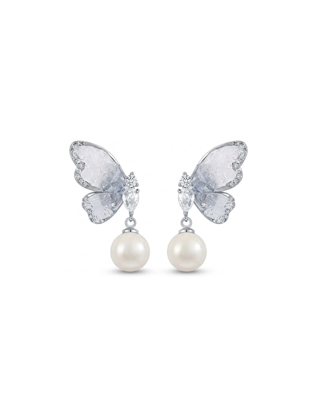 Butterfly pearl drop earring