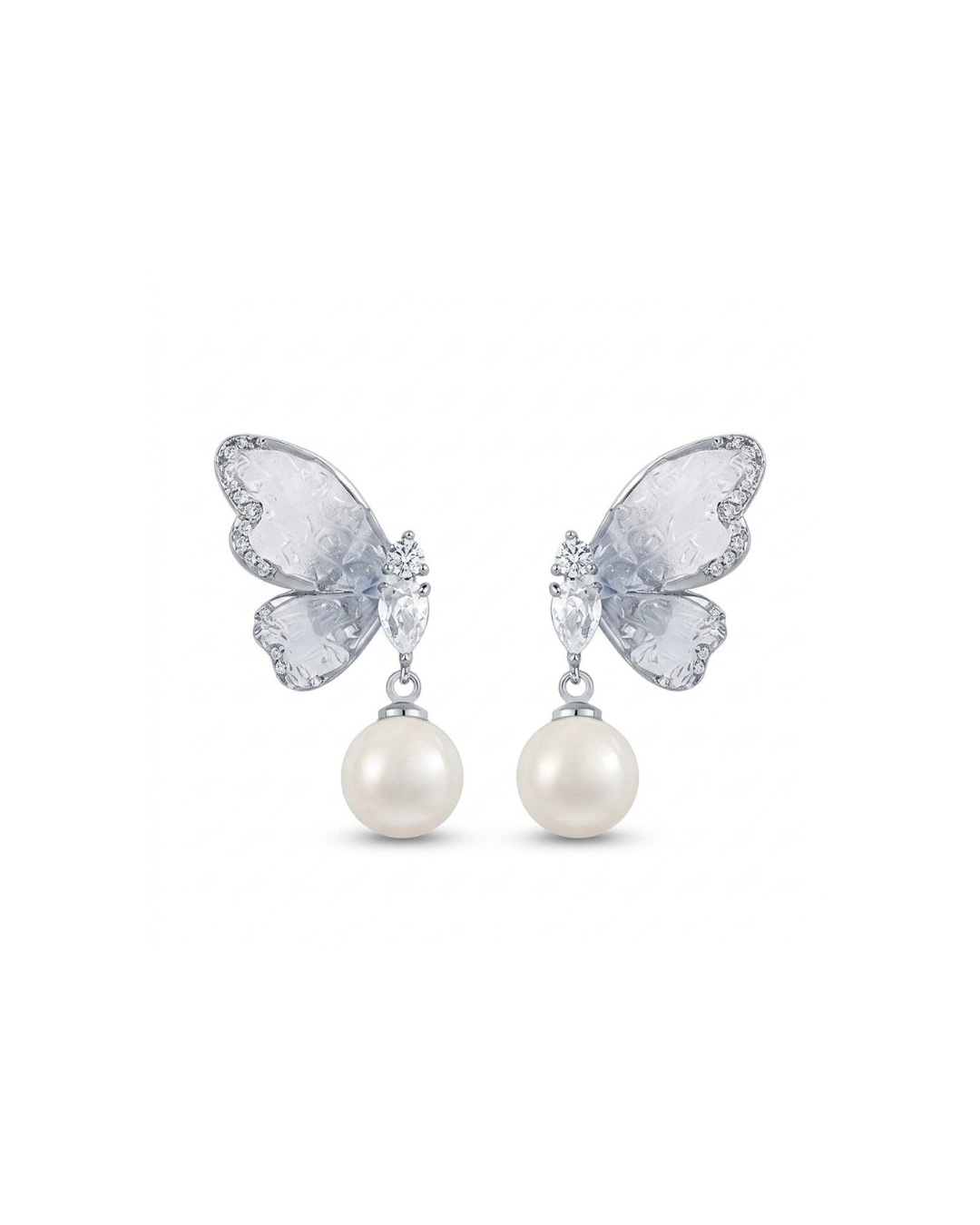 Butterfly pearl drop earring