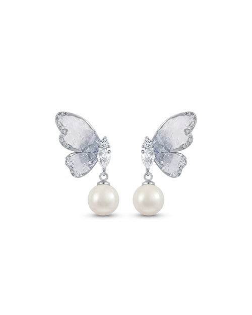 Butterfly pearl drop earring